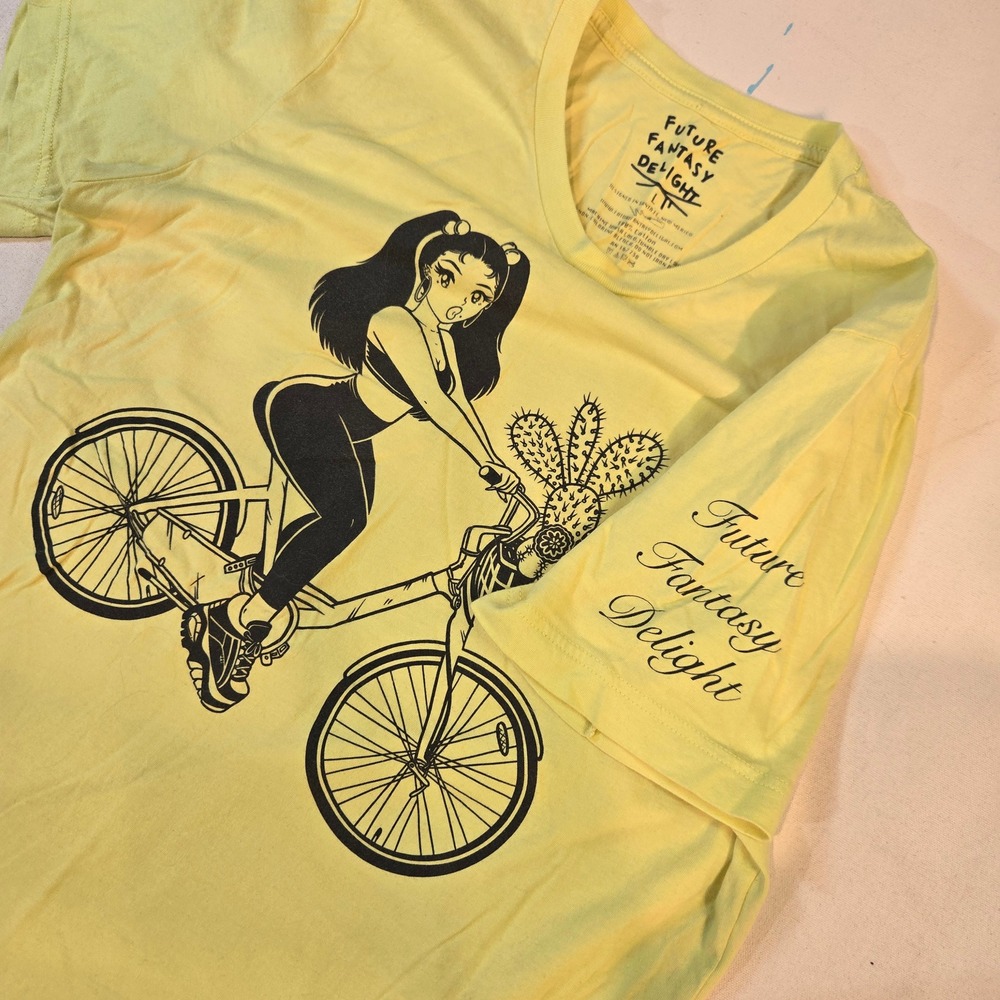 Future Fantasy Delight Nico Salazar L T-Shirt Meow Wolf Bike Unisex Yellow 20x27